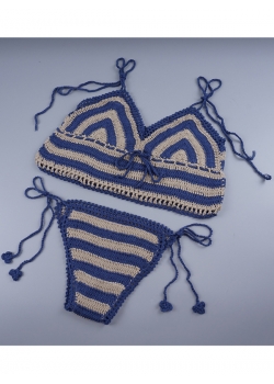 Yellow Sexy Crochet Bikini Set