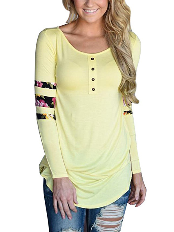 Yellow Women Long Sleeve Blouses