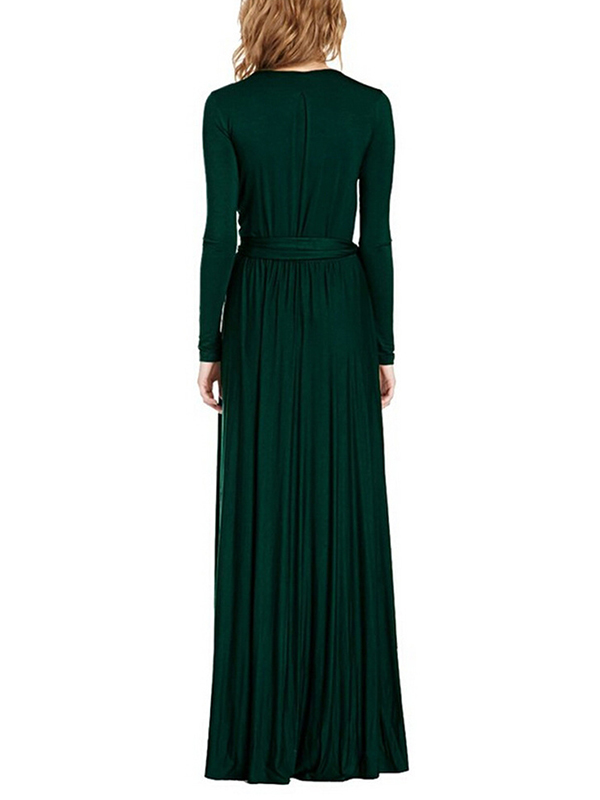 Dark Green Long Sleeve Maxi Dress