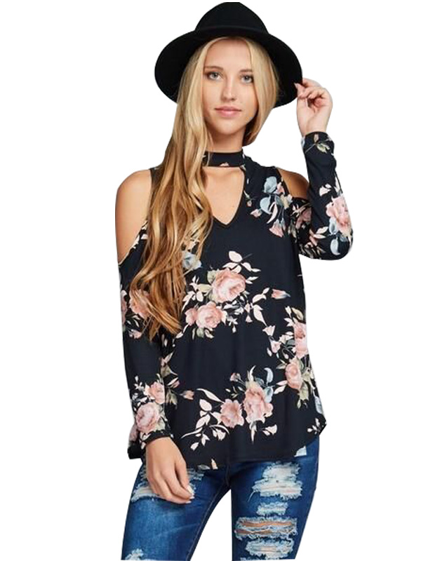 Sexy Cut-out Floral Tops