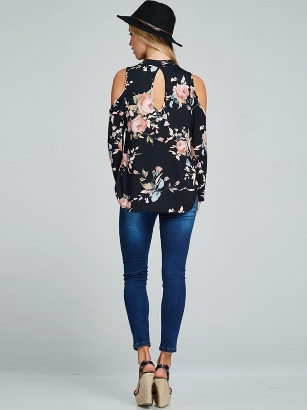 Sexy Cut-out Floral Tops