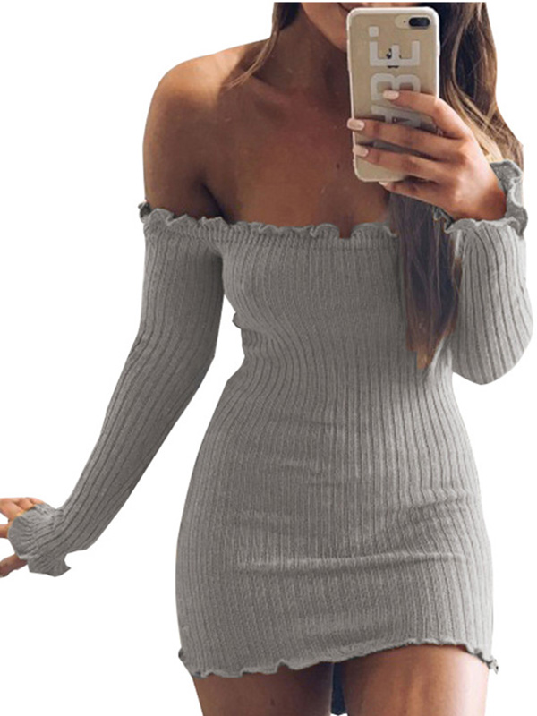 Sexy Off Shoulder Mini Sweater Dress