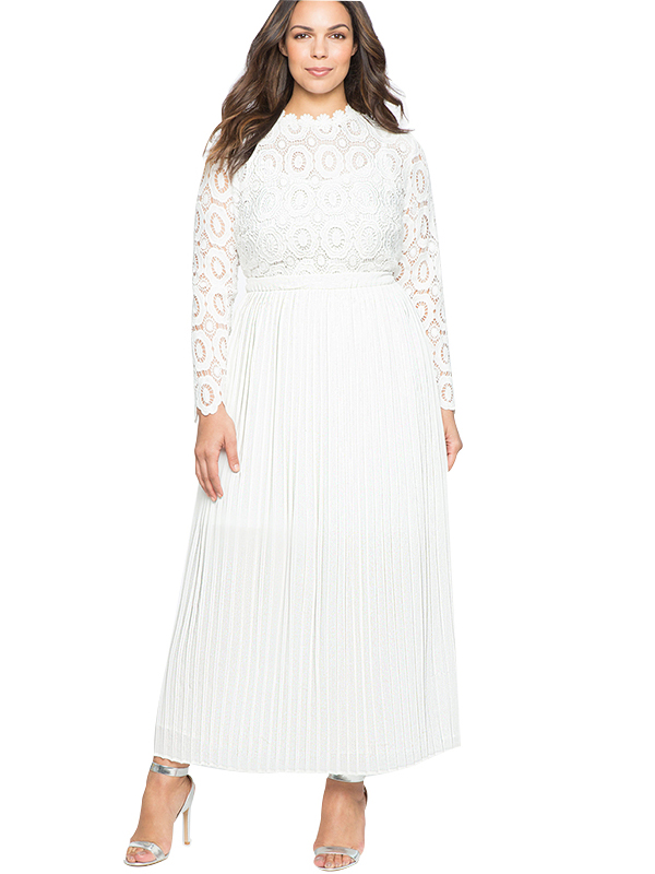 Women White Long Sleeve Maxi Dress