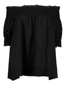 Black Crochet Lace Half Sleeve Off Shoulder Top