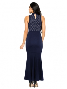 Dark Blue Sleeveless Women Maxi Dress