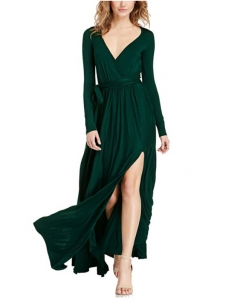 Dark Green Long Sleeve Maxi Dress