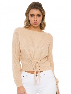 Fashion Sexy Lace-Up Crop Sweaters
