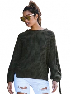 Fashion Women O-Neck Solid Casual Sweater