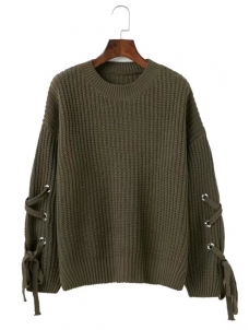 Fashion Women O-Neck Solid Casual Sweater