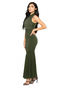 Green Sleeveless Women Maxi Dress