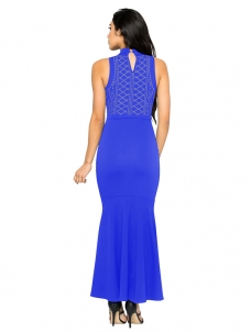 Light Blue Sleeveless Women Maxi Dress