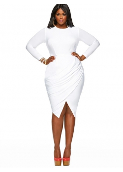 White Plus Size Slinky Wrap Dress