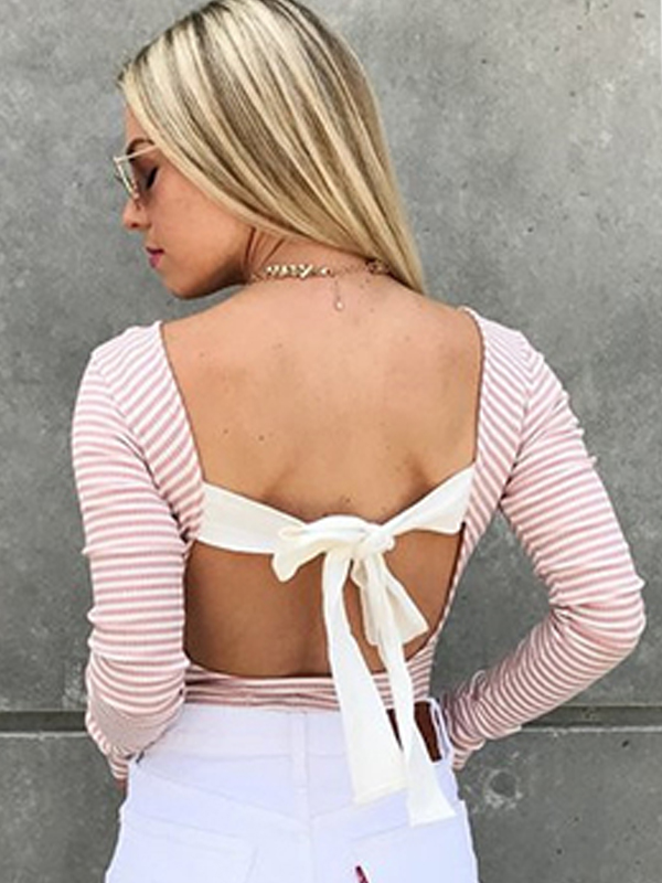 2 Colors S-XL Sexy Striped Blouse