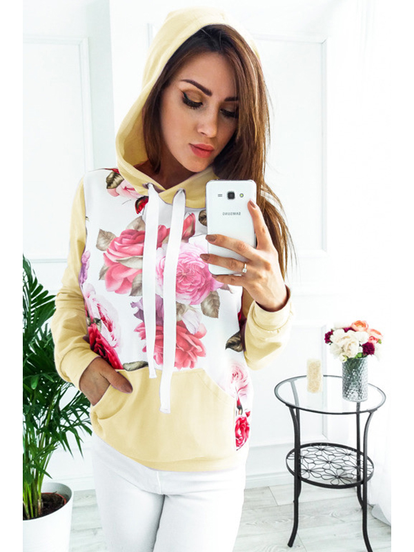 6 Colors S-XL Fashion Floral Print Sweatshi&Hoodies