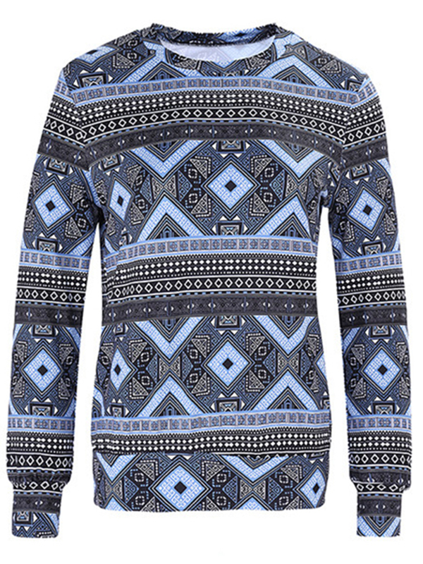 Blue XS-XL Relaxed Geometries Christmas Knit Blouses