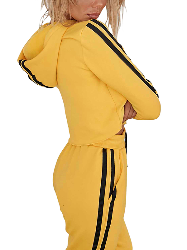 Yellow S-XL Side Stripe Sweat Winter Suits