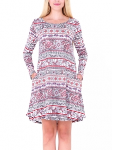  Multicolor S-XL Pullover Floral Printed Casual Dress