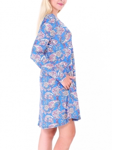 Blue S-XL Round Neckline Casual Dress