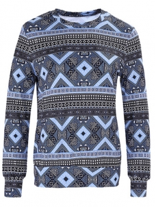 Blue XS-XL Relaxed Geometries Christmas Knit Blouses