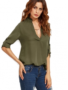 Green S-XL Long Sleeve Women Blouse