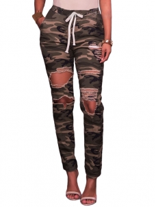 Green S-XXL Camouflage Hole Pants