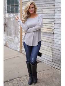 Grey S-XL Long Sleeve Sexy Backless Blouse