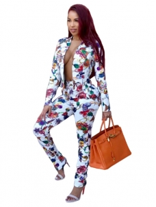 S-2XL Fashion Floral Printed Winter Suits