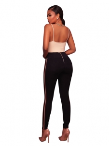 Black S-XL Sexy Side Stripe Pants