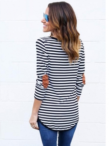 Women S-XL Long Sleeve Stripe Blouse
