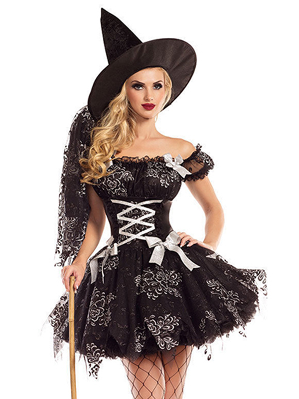 Black Sliver Sparkle Witch Costume