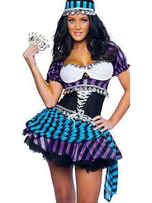 Ladies Gypsy Girl colourful dress up Costume