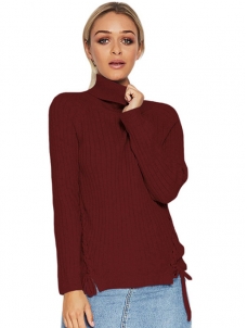 3 Colors S-XL Turtleneck Braided Sweater