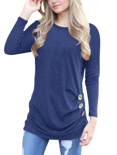 8 Colors S-XXL Buttoned Side Spring Blouses