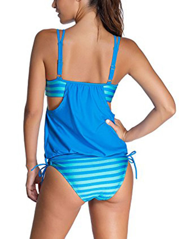 Blue S-5XL Women Spaghetti Strap Plus Size Swimwear