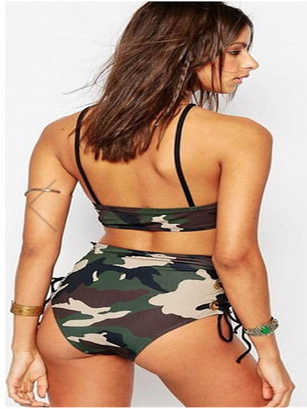Camouflage S-XL  Women Sexy High Waist Bikini