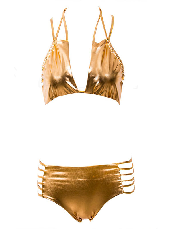 Golden S-XL Women Sexy Bikini Set
