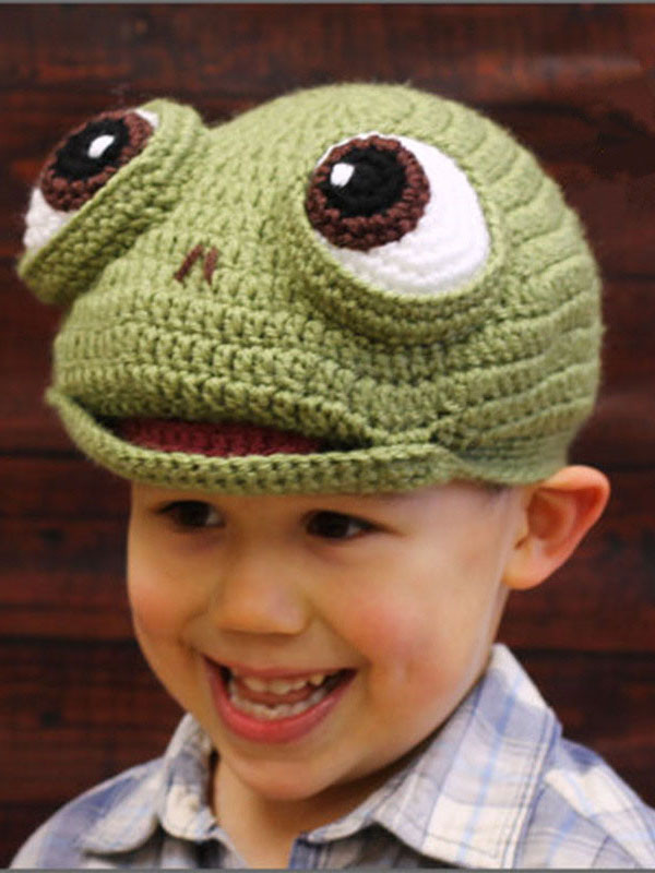 Green Children Infant Handmade casual Knitted Hat 
