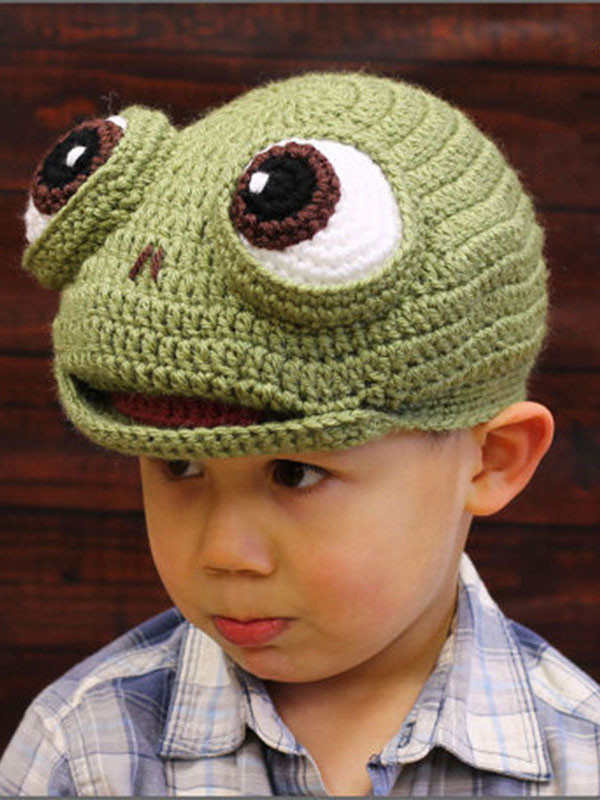 Green Children Infant Handmade casual Knitted Hat 