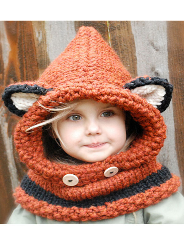 Orange Children Infant Handmade casual Knitted Hat 