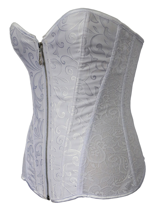 White S-XXL Sexy Strapless Floral Overbust Corset