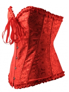 Red S-6XL Embroider Ladies Overbust Corset