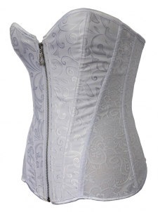 White S-XXL Sexy Strapless Floral Overbust Corset