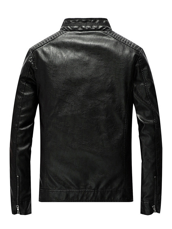 Black Mens Leather and Faux Leather Coat