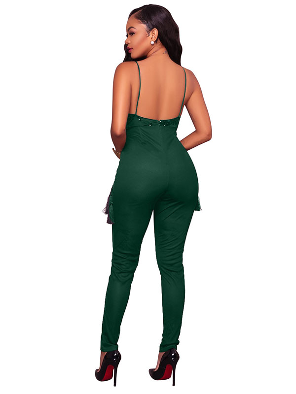 Green Fashion Sleeveless Regular Jumpsuits 