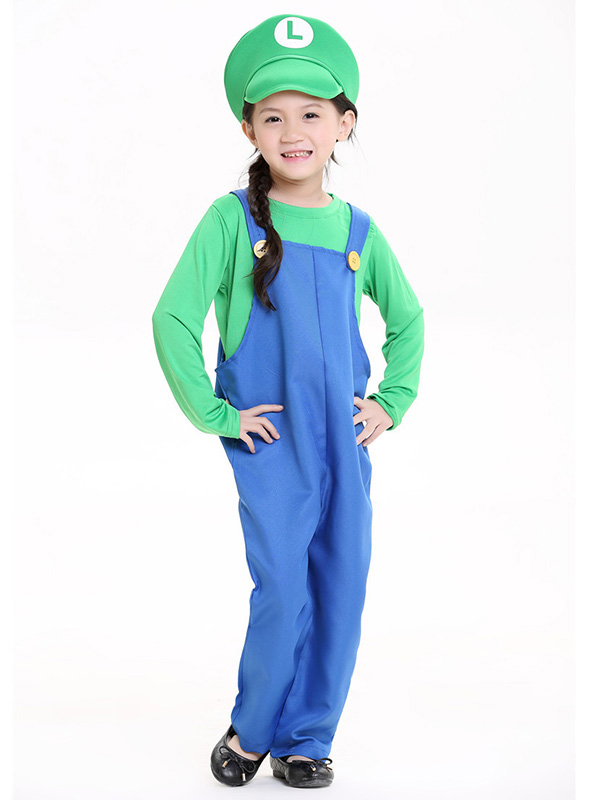 Green S-L Super Mario Set Kids Costume