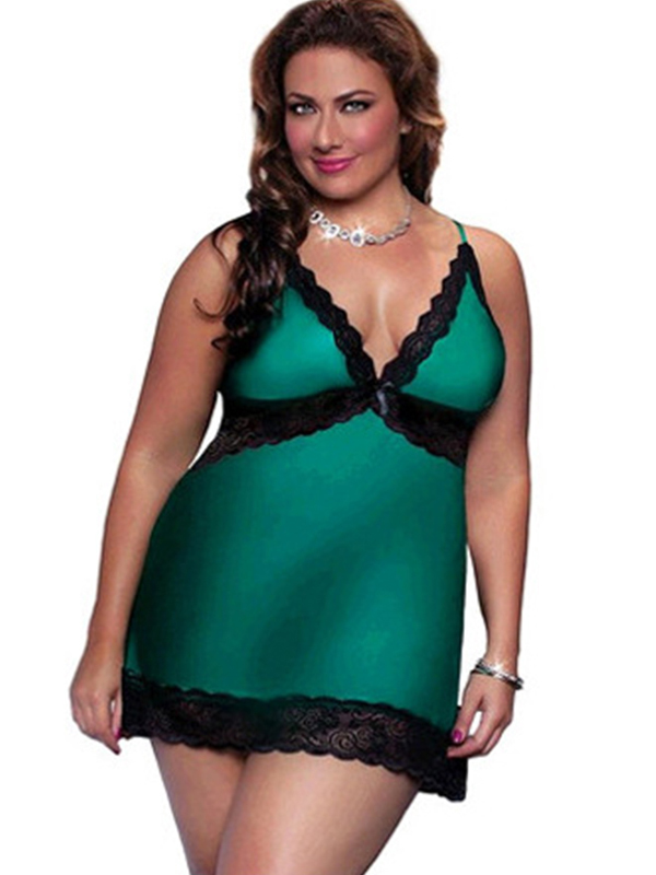Green XL-4XL Sexy Women Babydoll Lingerie
