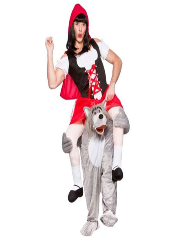 Grey One Size Wolf Carry Me Mascot Costume