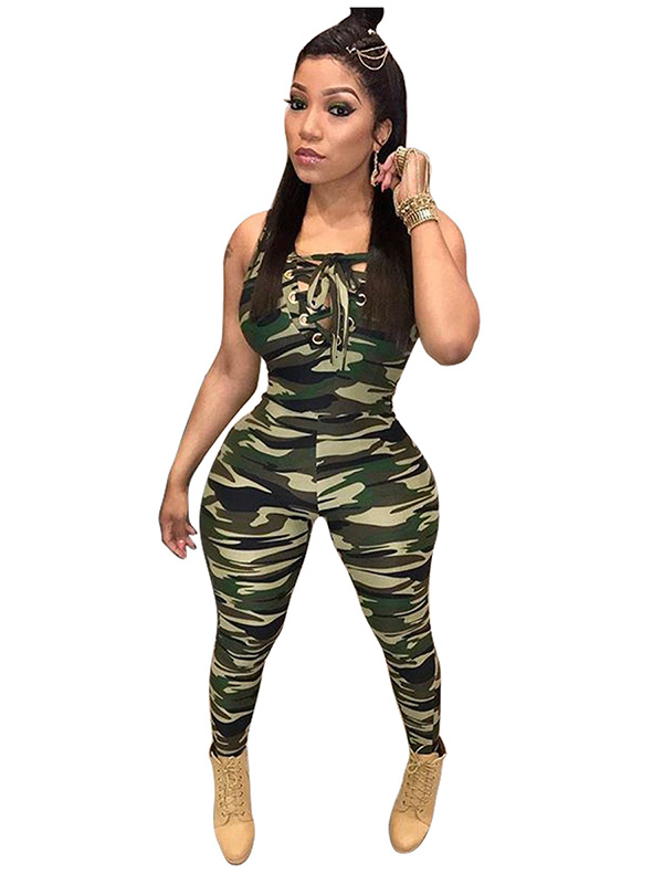 Polyester Print Skinny Jumpsuits