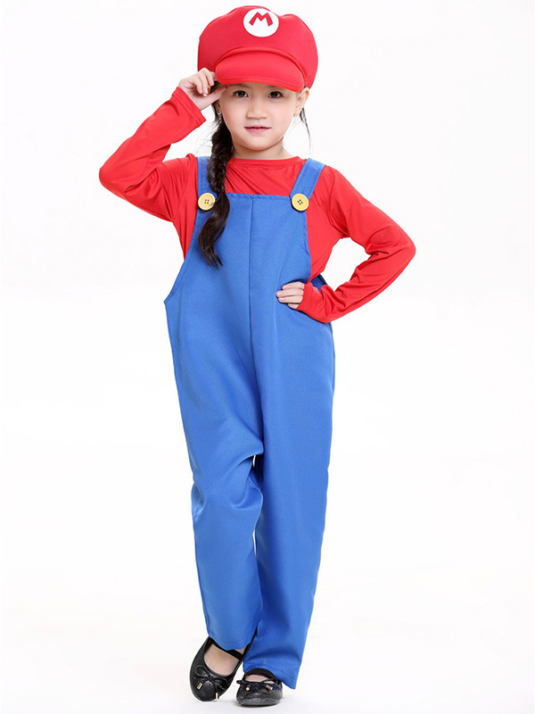 Red S-L Super Mario Set Kids Costume