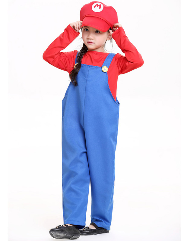 Red S-L Super Mario Set Kids Costume